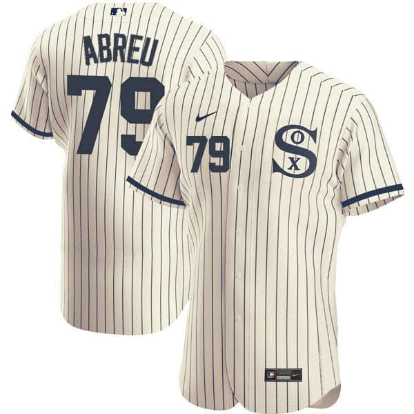 Men Chicago White Sox 79 Abreu Cream stripe Dream version Elite Nike 2021 MLB Jerseys